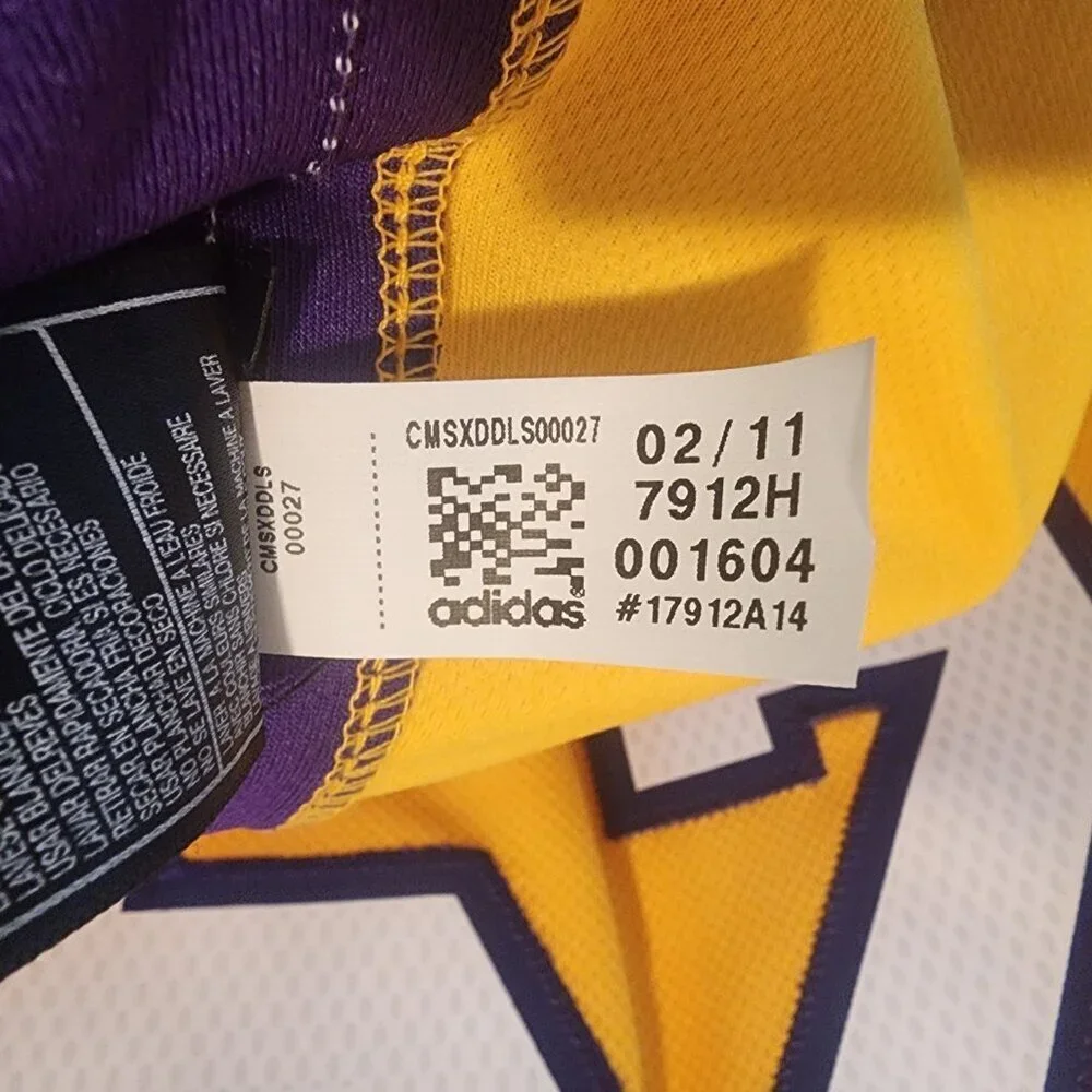 Kobe Bryant 24 Los Angeles Lakers Gold Purple Adidas NBA Jersey Mens 3XL